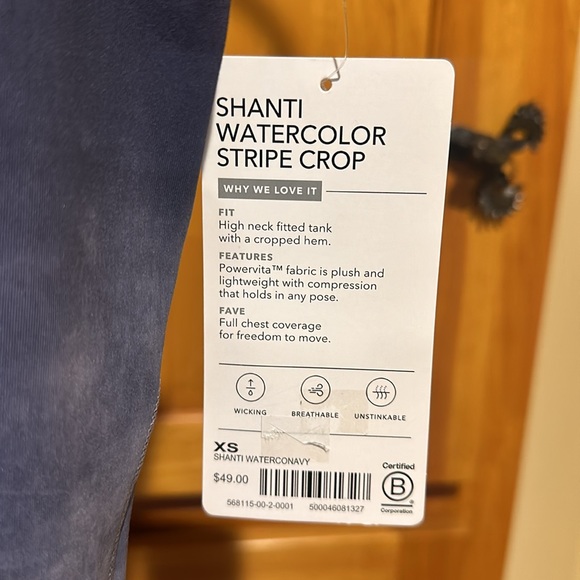 Athleta SHANTI WATERCOLOR STRIPE CROP NEW - Picture 4 of 5